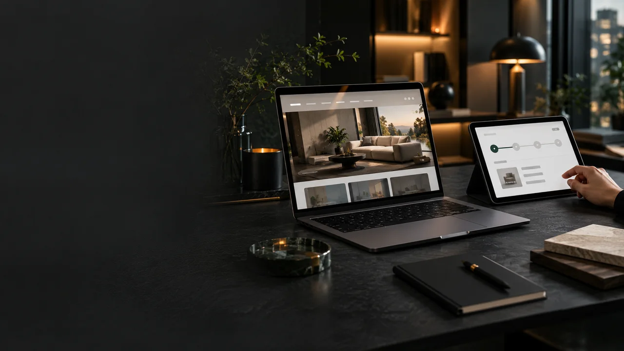 Website and client portal on work devices.